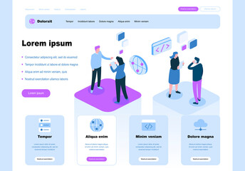 Vector Isometric, Business communication in the workplace, Business people working together and developing a successful business  strategy, Vector  illustration