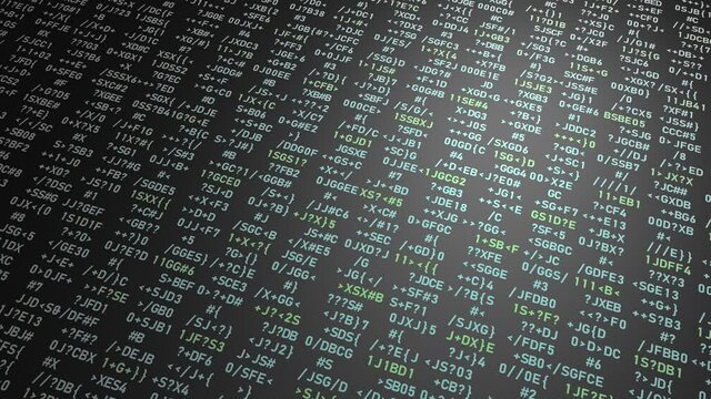 Digital background from a stream of numbers and symbols.