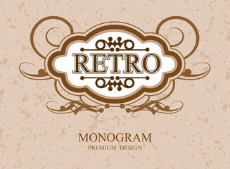 Obraz premium Retro Flourishes design border, Retro сalligraphic template vector Luxurious border, Decorations elegant royal lines, Vector illustration