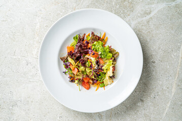 fresh salad with salmon and vegetables