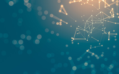 Abstract background. Molecules technology with polygonal shapes, connecting dots and lines. Connection structure. Big data visualization.