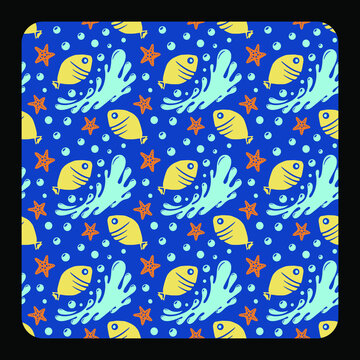 Seamless fish Pattern for kids wear, nursery room decoration and wallpapers