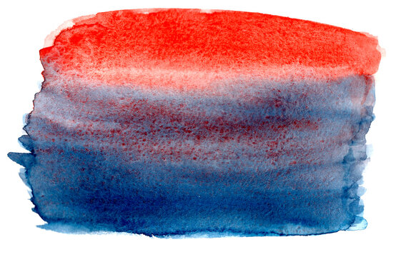 Hand-drawn watercolor abstract background blue red