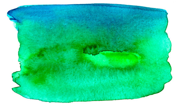 Hand-drawn watercolor abstract background green blue