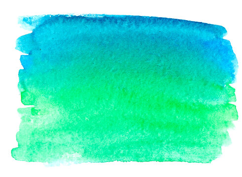 Hand-drawn watercolor abstract background blue green