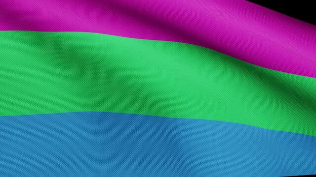 3D Polysexuality flag waving in the wind. Close up of Polysexual banner blowing, soft and smooth silk. Cloth fabric texture ensign background. Use it for pride gay day and events concept.-Dan