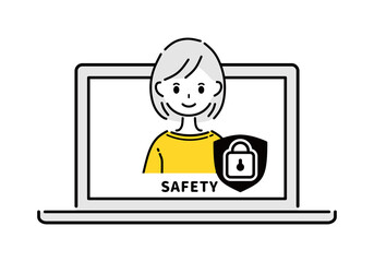 個人情報　セキュリティ　パソコン　女性