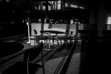 Black and white tables and chairs