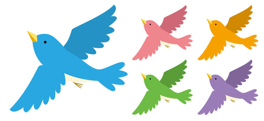 鳥が羽を広げて飛んでいるイラスト素材
