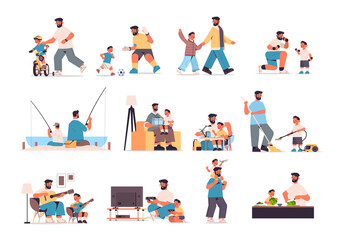set father spending time with little son parenting fatherhood friendly family concept dad having fun with his kid