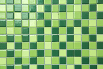 Pattern of Green mosaic tiles on the wall  texture background