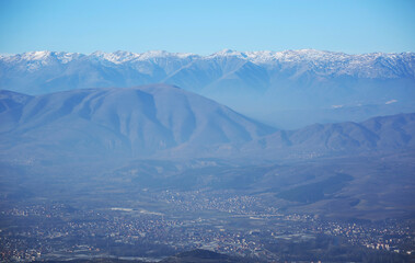 Mountains around Skopje City from Vodno Hill in Macedonia.