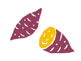 サツマイモ　かわいいレトロなイラスト