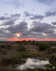 sunset over the river