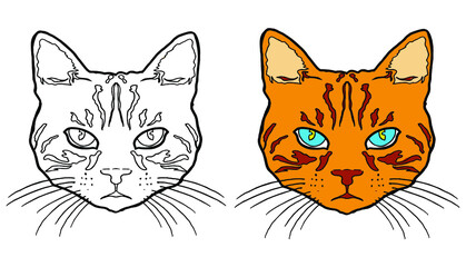 cat vector set animal face