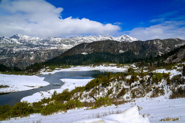 Sela Lake situated 13,700 feet on top of Sela pass, the only mountain pass that only connects...