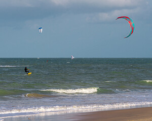 kite surfing on the beach