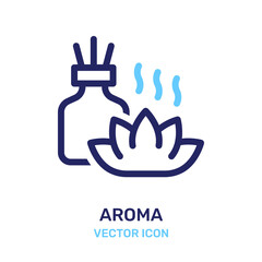 Glass bottle with aroma sticks  icon illustration