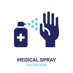 Obraz premium Medical spray on hand for sanitary icon