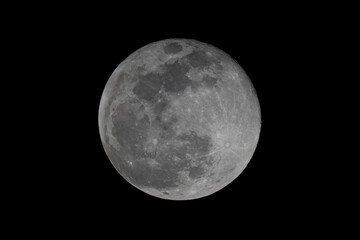 Full moon on night sky background, beautiful moon planet on space, close up view photo