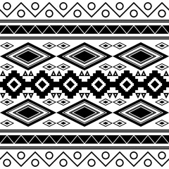 Traditional mexican seamless pattern in black and white.