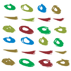 Brown Watercolor Japanese. Blue Brushstroke Square. Green Brushes Design. Ink Japanese. Paintbrush Scratch. Paint Acrylic. Grungy Acrylic. Art Chinese. Set Background.