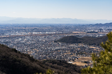 栃木百名山　大小山　山頂の眺望（足利市街方面）　栃木県足利市　冬
