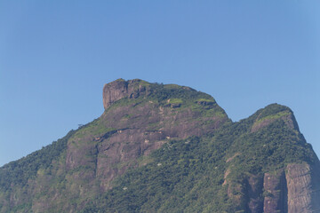 Naklejka premium gavea stone view from Barra da Tijuca beach in Rio de Janeiro.