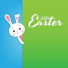 Happy Easter, A cute white rabbit with big signboard