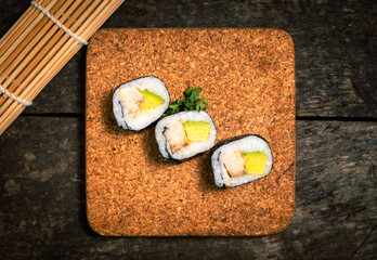 Salmon sushi with avocado