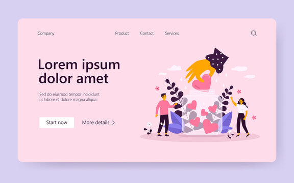 Happy tiny people collecting hearts in jar flat vector illustration. Cartoon volunteers giving love, hope and social support. Charity help community and generous donation concept