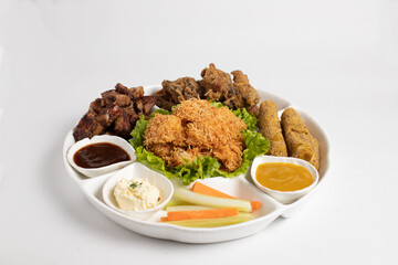 Chiken wings, cheese sticks and sauce