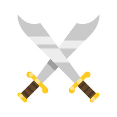 Two curves crossed saber. Traditional pirate boarding swords. Warrior military sharp equipment