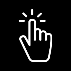 BLACK AND WHITE HAND POINTER, CLICKING FINGER ICON