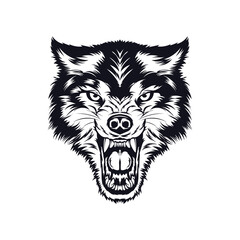 Angry Wolf vector illustration in hand drawn style, perfect for tshirt design and tattoo design