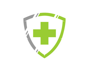 Obraz premium Plus medical symbol in the shield protection