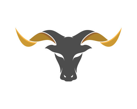 Goat head with golden horn vector illustration