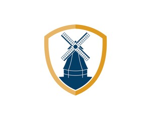 Simple shield with windmill in the farm field