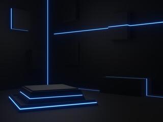 3D rendering. Sci-Fi product stand.