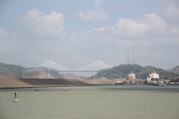 Passing through the Panama Canal.