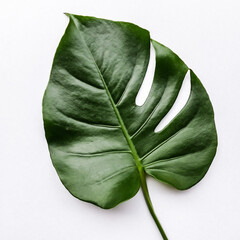 Big tropical leaves in white background / Monstera Leaf  / Large green leaf, popular choice as...