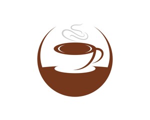 Circle shape with hot coffee cup inside