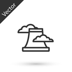 Grey line Nuclear power plant icon isolated on white background. Energy industrial concept. Vector
