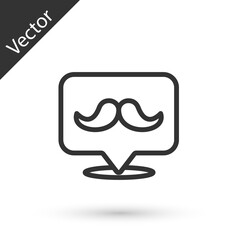Grey line Mustache icon isolated on white background. Barbershop symbol. Facial hair style. Vector
