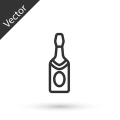 Grey line Champagne bottle icon isolated on white background. Vector