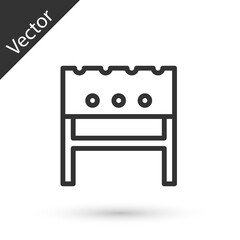 Grey line BBQ brazier icon isolated on white background. Vector