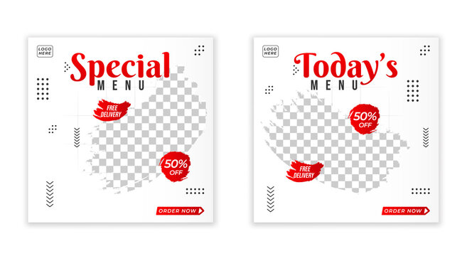 Social media for food advertising bundle design. Today's special menu promotion in social media. Fresh interface of social media campaign.