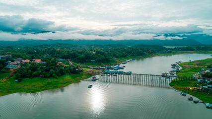 Fototapeta premium Wooden Bridge aerial view