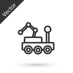 Grey line Mars rover icon isolated on white background. Space rover. Moonwalker sign. Apparatus for studying planets surface. Vector