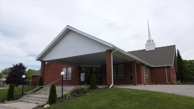 Gimbal shot of traditional church building